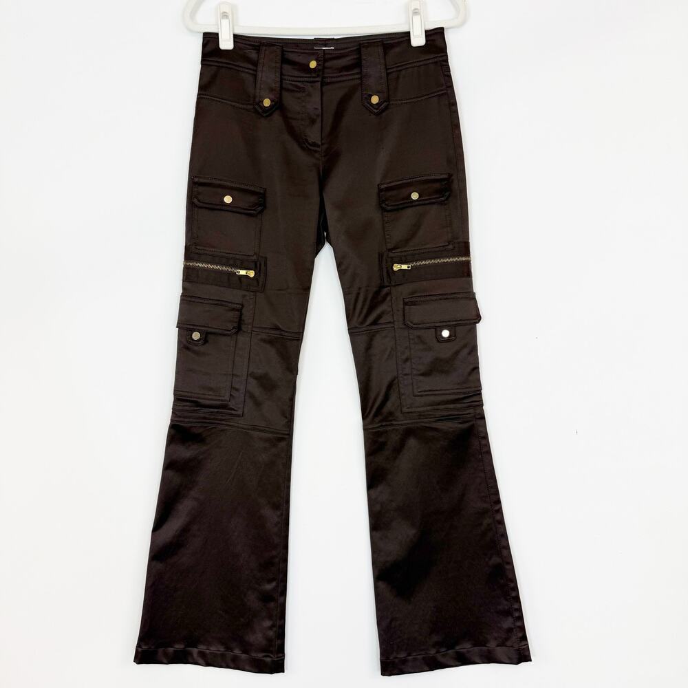 Cache Y2K Cargo Pants Low Rise Chocolate Brown Gold Hardware Women's 4